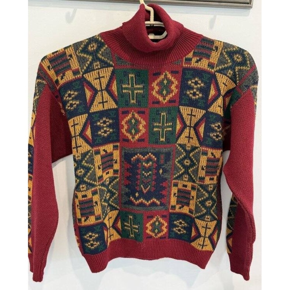 Sears Roebuck Vintage Womens Acrylic Wool Blend Turtlneck Sweater Small Italy